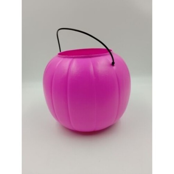 General Foam Pink Blow Mold Pumpkin Jack-O-Lantern Candy Treat Bucket Pa… - Picture 5 of 9